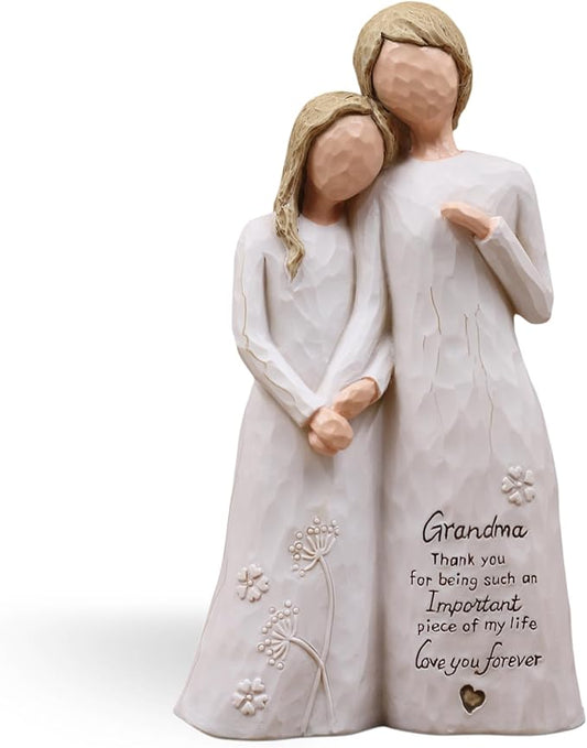 Grandma Birthday Gifts from Granddaughter, Great Grandma Gifts for Birthday Christmas Mothers Day, Grandmother Granddaughter Embrace Hand-Painted Resin Figurine