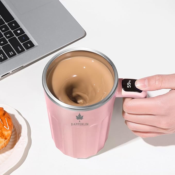 Drink Stirrer,Self Stirring Mug,Self Stirring Coffee Mug,Suitable for Coffee, Milk, Cocoa and Other Beverages (PInk, 12 Ounces)