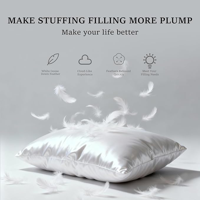 MOOX Down Feathers Pillow Filling Stuffing with 10% Goose Down 90% Feather Fluffy Blend Fill DIY Upholstery Crafts for Couch Cushions Bed Pillow Inserts Stuffing (1.0, Pounds)