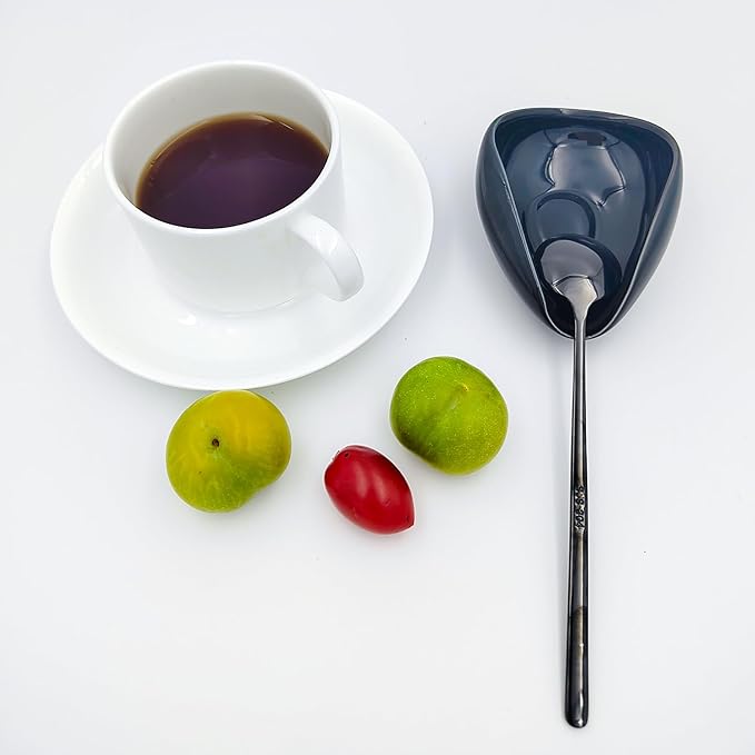 Ture Small Mini Ceramic Spoon Rest: Coffee Teaspoon & Bar Spoon Holder Kit, Black & Black (sic) - Coffee Bar Accessories