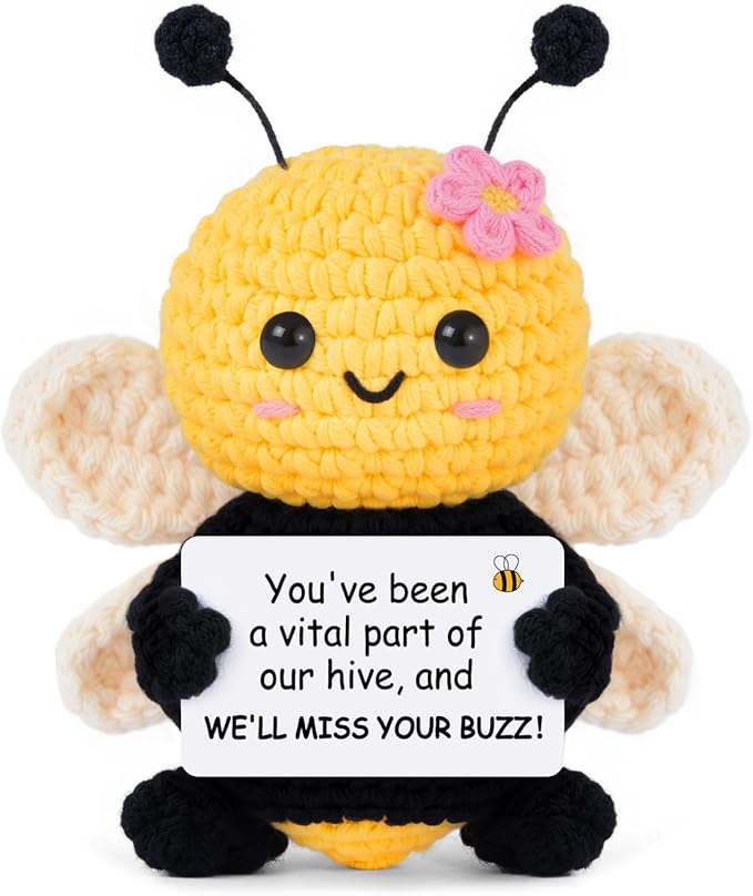 Farewell Gifts for Coworkers, Coworker Leaving Gifts for Women, Coworker Going Away Goodbye Presents for Boss Friends Employees, Retirement Gift for Women - Crochet Bee Affirmation Support Desk Decor