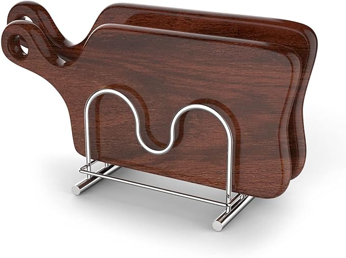 LENITH 304 Stainless Steel Wire Cutting Board Holder, Cutting Board Rack Organizer Kitchen with 2 Sectional