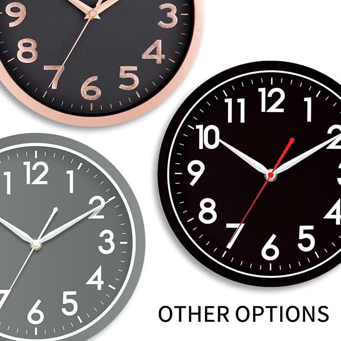 AKCISOT 10 Inch Wall Clock, Battery Operated Analog Clock, Silent Non-Ticking, Ideal for Bedroom, Bathroom, Kitchen, Office and School, White