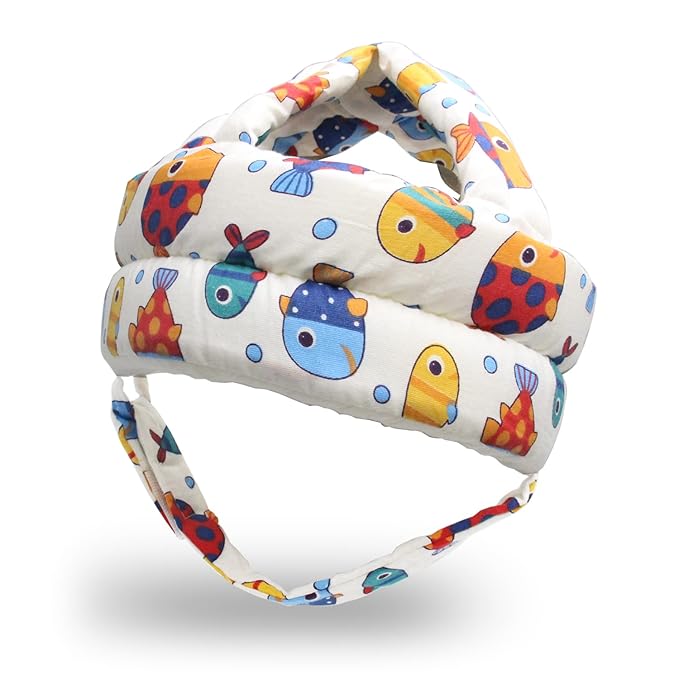 Baby Head Protector Baby Helmet for Crawling Walking, No Bumps Safety Head Adjustable Protective Cap for Walking, Playing (Fish)