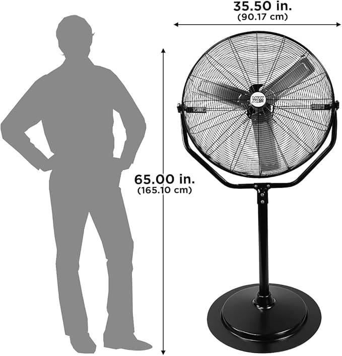Maxx Air Industrial 30" Pedestal Fan, Powerful Heavy Duty Commercial Fan for Warehouses, Factories, and Large Spaces, Adjustable Height, Durable Construction, High Velocity Air Circulation