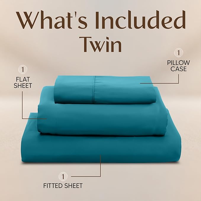 Utopia Bedding Twin Sheet Set – 3 Piece Bed Sheets for Twin Size Bed, Soft and Breathable Microfiber, Includes 1 Fitted Sheet, 1 Flat Sheet and 1 Pillowcase – Oeko Tex (Denim Blue)
