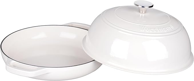 VORRINGARD Enameled Cast Iron Dutch Oven Pot with Lid, Bread Oven for Sourdough Bread Baking, Dutch Ovens with Bread Proofing Basket& Baking Supplies Set, 6 Quart, White