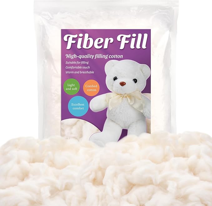 Kogyxe 2.12oz Combed Cotton Filling, High Resilience Cotton Stuffing, Stuffing for Stuffed Animals, Premium Pillow Stuffing for Small Stuffed Cushions Crochet DIY Crafts