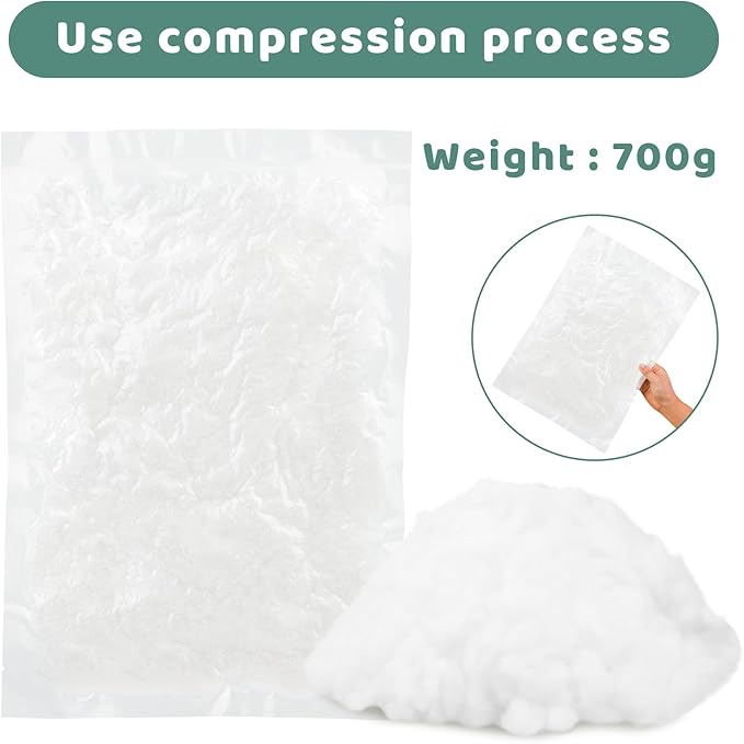 Jmuiiu 24.69oz Fiber Fill, Polyester Fiberfill Stuffing for Stuffed Animals, High Resilience Fiber Fill, Pillow Stuffing for Cushion Pillows, Fiber Filling Stuffings for Crafts Home Decors Projects