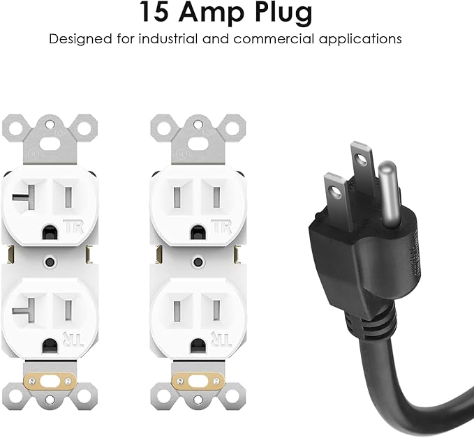 JUNNUJ Heavy Duty Surge Protector 4800J, Garage Metal 8 Outlets 20 Amp 12 Gauge, High Amp 5-15P Adapter Shop 6-20R T-Slot Industrial Outlet, 6 FT Extension Cord Commercial for Appliance, Grey