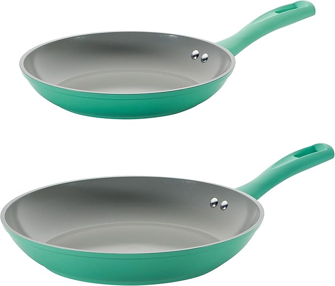Tramontina Solara 10 & 12-Inch Ceramic Non Stick Frying Pan Set, Heavy-Gauge Aluminum Skillet with Nonstick Coating, Dishwasher and Oven Safe (Teal, 2-Pack)