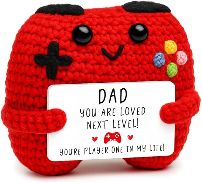 Busy Gaming Life Crochet Game Controller Dad Gifts for Easter Fathers Day Birthday, Best Dad Ever Gifts for Father from Son Daughter, New Dad Gift for Daddy