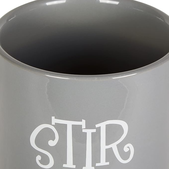 DII Kitchen Accessories Retro Collection Ceramics, Utensil Holder, Gray