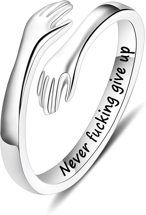 Yesteel Mothers Day Gifts - S925 Sterling Silver Hug Ring for Women Teen Girls, Adjustable Ring Jewelry Mothers Day Birthday Gifts for Daughters Mom Sister Wife Friends Grandma