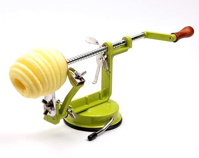RSVP International Green Apple Slicer, Corer, & Peeler | Suctions to Countertop | Cuts Perfect .25" Slices | Durable & Strong