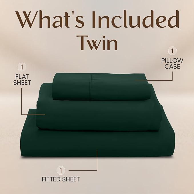 Utopia Bedding Twin Sheet Set – 3 Piece Bed Sheets for Twin Size Bed, Soft and Breathable Microfiber, Includes 1 Fitted Sheet, 1 Flat Sheet and 1 Pillowcase – Oeko Tex (Emerald Green)