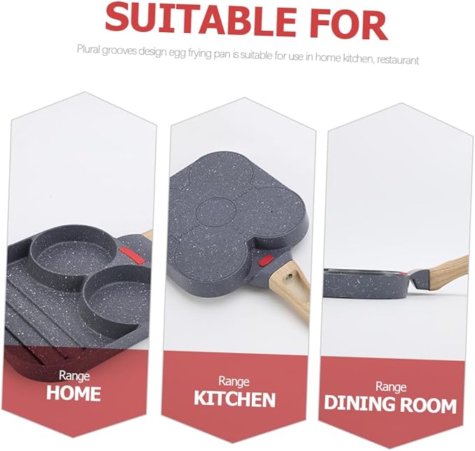 Split Frying Pan Egg Frying Pan Deep Frying Pan Roasting Pan Baking Dish Fry Pan Omelet Pan Pancake Mold Daily Use Egg Pan Divided Frying Pan Steel Frying Pan Medical Stone Grey