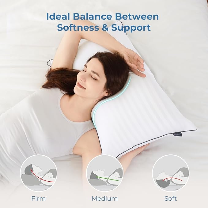 GOHOME Pillows Queen Size Set of 4 - Bed Pillows for Sleeping 4 Pack, Cooling Supportive Hotel Pillows with Premium Soft Down Alternative Fill for Side Stomach and Back Sleepers