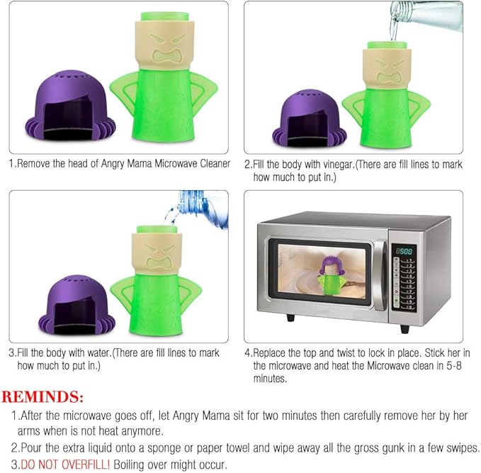 TOPIST Angry Mama Microwave Cleaner Angry Mom Microwave Oven Steam Cleaner and Disinfects With Vinegar and Water for Kitchens, Steamer Cleaning Equipment Cleans the Crud in Minutes (Blue)