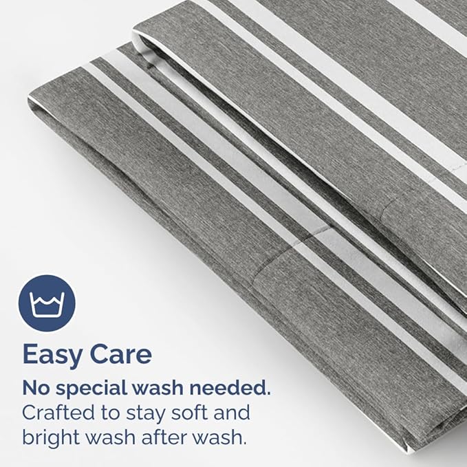 Body Pillowcases Set of 2-20x54 Long Body Pillow Case - Soft Body Pillow Cover for Sleeping & Side Sleepers - Comfy, Wrinkle & Fade Free - Machine Washable w/Envelope Enclosure Grey Stripes 3