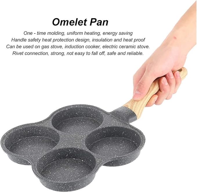 Nonstick Stuffed Pancake Pan Pancake Pan, Egg Frying Pan, 4 Hole Omelet Pan for Burger Eggs Ham Pancake Maker Frying Pans Creative Non-Stick No Oil-Smoke Breakfast Grill Wok Cooking Pot Frying pa