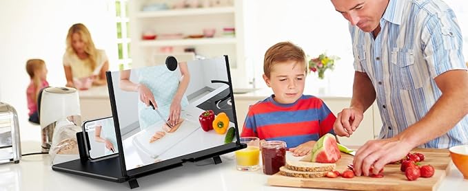 14" Screen Magnifier for Cell Phone,Fanlory 3D HD Magnifying Projector Screen Enlarger for Movies, Videos and Gaming, Foldable Phone Stand with Screen Amplifier,Gifts for Mom Dad & Family