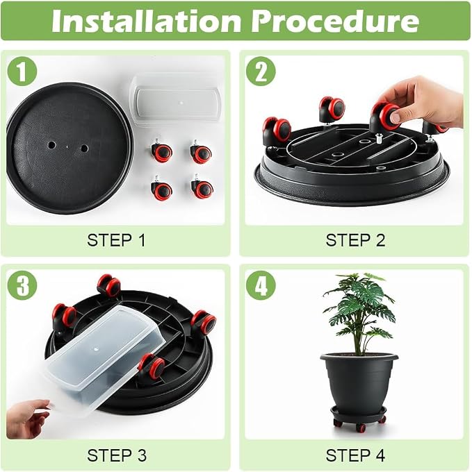RooTrimmer 3 Pack 20 Inch Large Plant Pots with 13.5 Inch Rolling Saucers,Heavy Duty Planters with Wheels and Drainage Holes,Plastic Flower Pots for Indoor Outdoor Large Plants