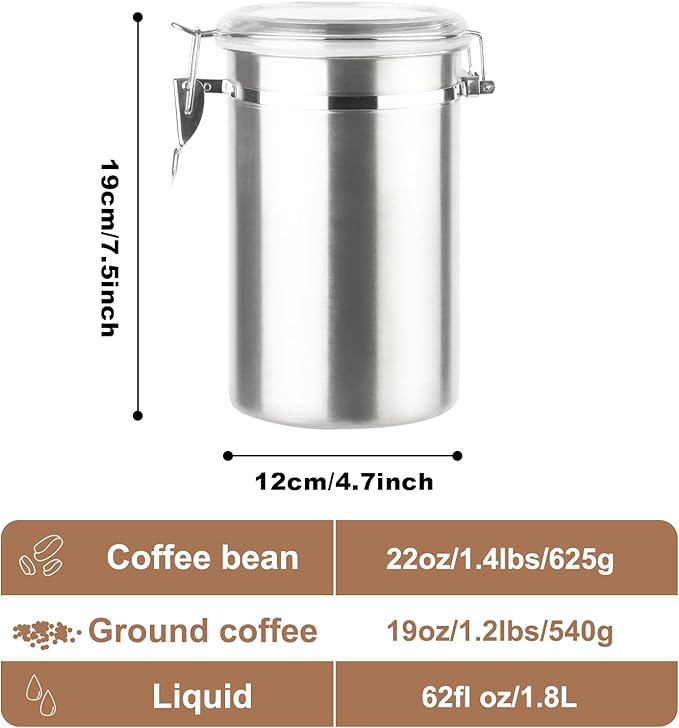 Walktosun Stainless Steel Food Container with Clear Lids Airtight Storage Container Stackable Small Canisters Kitchen Pantry Storage for Cereal, Snacks, Candy, Herbs, Spices, Sugar, Tea (Silver)