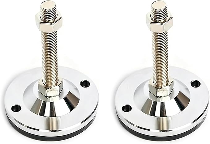 Heavy Duty Adjustable Leveling Feet,Machine Leveling Feet,M16 Thread,Carbon Steel PVC Anti-Slip,4.7" Dia Base for Workbench, Table, Machine, Cabinet,2 Pcs 4400 Lb Capacity,Black,D120xM16xH150