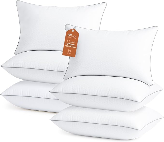 Sasttie Firm Pillows Queen Size Set of 6, Bed Pillows for Side, Back, and Stomach Sleepers - Oeko-Tex Certified Down Alternative Plump Filling - Hotel Quality and Machine Washable, 6 Pack