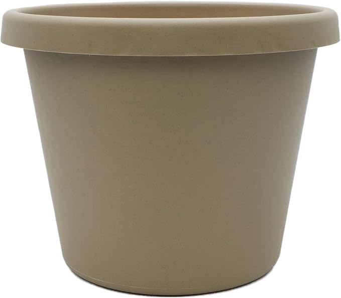 The HC Companies Prima Round Plastic Plant Pot w/Rolled Rim - Lightweight & UV Resistant Flower Pot for Herbs & More - Outdoor & Indoor Plant Pots w/Drainage (6 inch, Sandstone, Pack of 1)