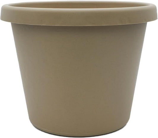 The HC Companies Prima Round Plastic Plant Pot w/Rolled Rim - Lightweight & UV Resistant Flower Pot for Herbs & More - Outdoor & Indoor Plant Pots w/Drainage (8 inch, Sandstone, Pack of 1)