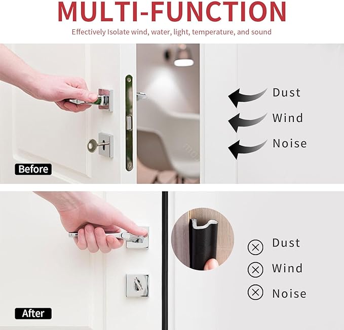 100 Feet Kerf Door Weather Stripping Door Seal, Long Reach V-Shaped Door Seal Strip for Door Frame Door Weatherstripping Insulation Strip Door Soundproofing for Large Gap(Black)