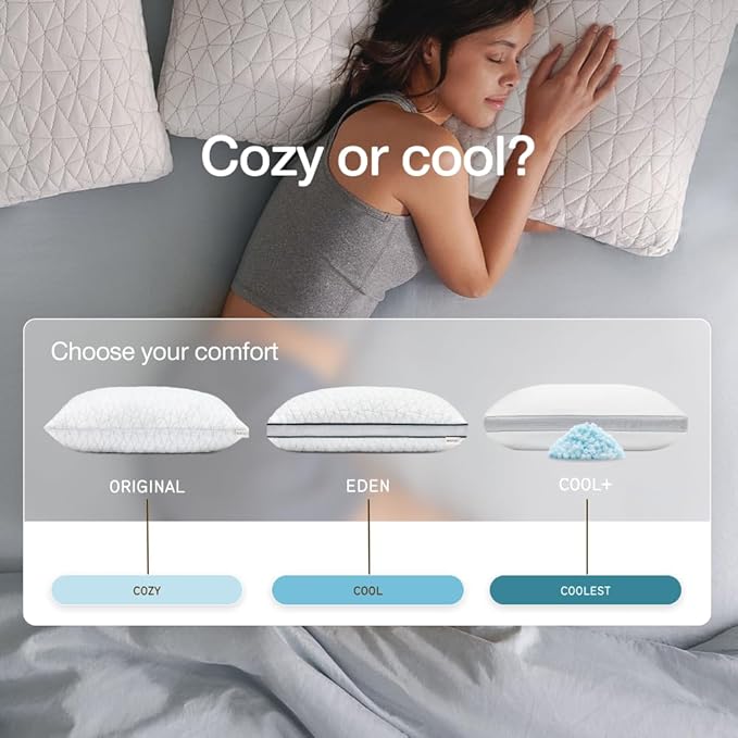 Coop Home Goods Eden Cut-Out Bed Pillow for Side Sleepers, Queen Size, Adjustable Medium Soft Memory Foam Cooling Pillow with Ergonomic Shoulder Cut-Out, CertiPUR-US/GREENGUARD Gold