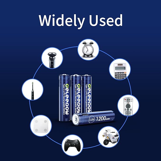 1.5V Rechargeable AAA Batteries 1200mWh USB AAA Rechargeable Batteries, 12-Pack Triple A Battery with USB Cable 1500 Cycle