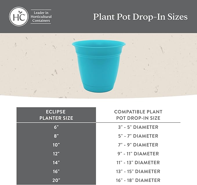 The HC Companies 12 Inch Eclipse Round Planter Pots with Drainage Holes & Attached Saucer, Lightweight UV-Resistant Plastic Indoor & Outdoor Planters, 2-Pack Flower Pots for Garden & Home Decor, Red