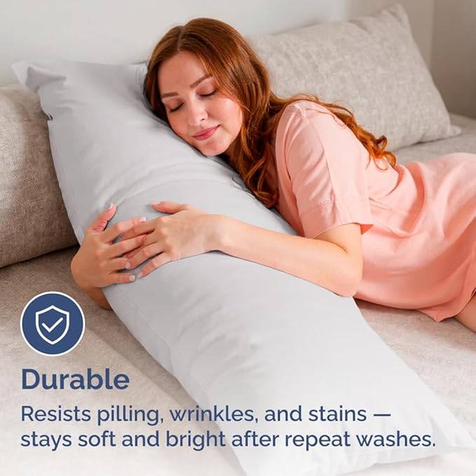 Body Pillowcases Set of 4-20x54 Long Body Pillow Case - Soft Body Pillow Cover for Sleeping & Side Sleepers - Comfy, Breathable & Fade Free - Machine Washable w/Envelope Enclosure - (French Grey)