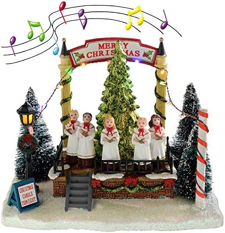 Musical Singing Choir with Rotating Tree Christmas Decoration, 21 cm - Multi-Colour