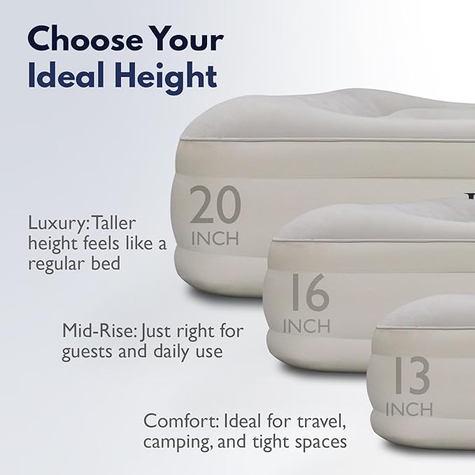 King Koil Luxury Twin Air Mattress with Built-in High-Speed Pump for Home, Guests & Camping - Twin Size Premium Double High Inflatable Blow Up Mattress