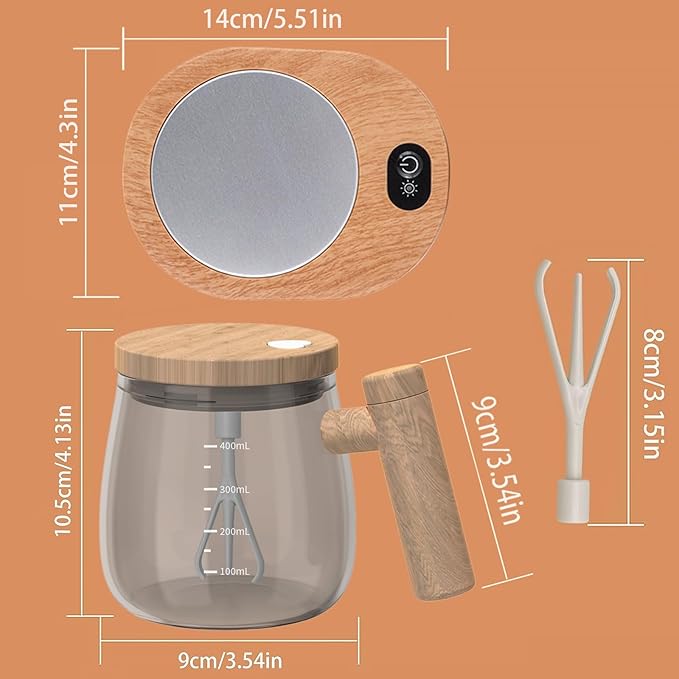 Self Stirring Coffee Mug, 400ML Self Stirring Mug Electric Mixing Mug High Borosilicate Glass Mixing Coffee Mug With 55° Constant Temperature Coaster Suitable for Coffee/Milk/Egg
