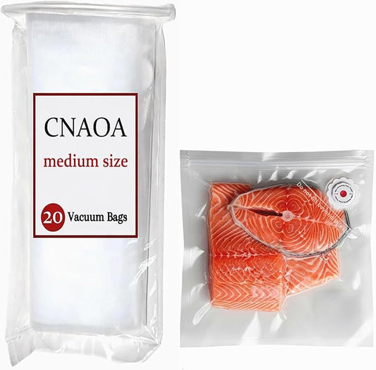 3rd-Gen (9" x 10") 20 PCS Upgraded Reusable High-Seal Bags (Vacuum Sealer Machine Not Included), Compatible with CNAOA Vacuum Sealers