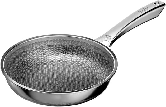 11 Inch Hybrid Nonstick Frying Pan, Stainless Steel Pan Non Stick Skillet, PFOA Free Cookware, Non Toxic Chef's Pan, Compatible with Electric, Gas and Induction, No Lid