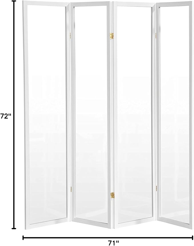 Red Lantern 6 ft. Tall Clear Plastic Partition White 4 Panel