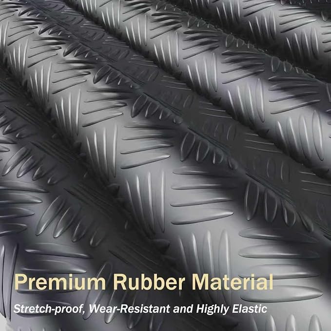 StellarStar 4x20 FT Garage Floor Mat, 2mm Thickened Ribbed PVC Diamond Plate Garage Mat with 20PCS Tapes, Rubber Flooring Rolls for Under Car, Rubber Motorcycle Mat for Golf Cart, Trailer, Gray