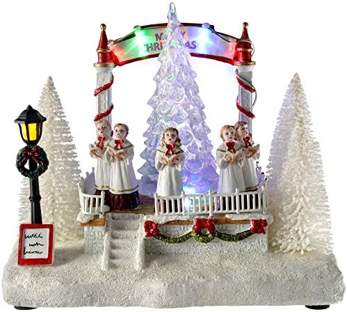 Pre-Lit LED Choir Christmas Scene with Rotating Tree Decoration, 20 cm - Multi-Colour