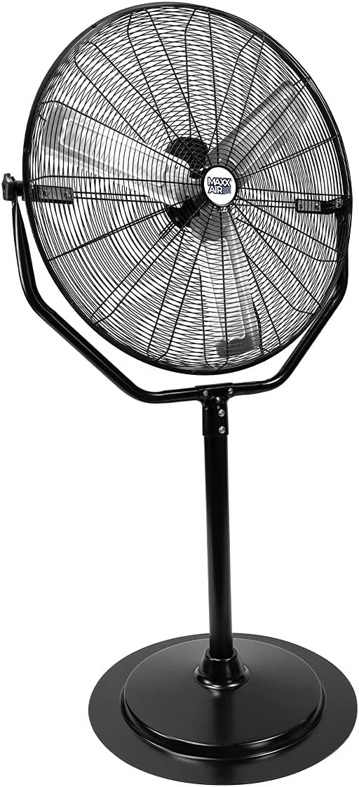 Maxx Air Industrial 30" Pedestal Fan, Powerful Heavy Duty Commercial Fan for Warehouses, Factories, and Large Spaces, Adjustable Height, Durable Construction, High Velocity Air Circulation