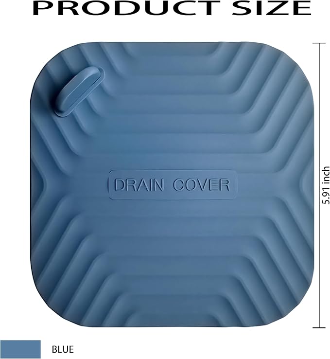 Shower Drain Cover Tub Stopper,2 Pieces Sewer Anti-Odor Mat Deodorizing Drain Plugs for Kitchen,Bathroom and Laundry(5.9x5.9 inch) Blue