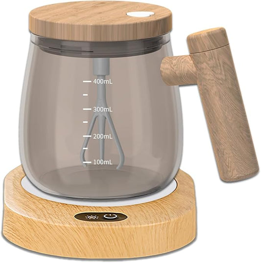 Self Stirring Coffee Mug, 400ML Self Stirring Mug Electric Mixing Mug High Borosilicate Glass Mixing Coffee Mug With 55° Constant Temperature Coaster Suitable for Coffee/Milk/Egg