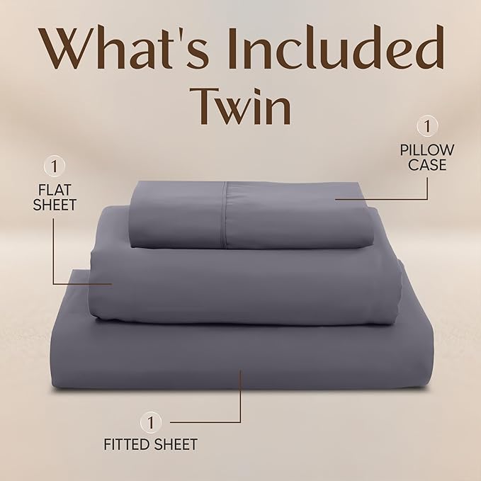 Utopia Bedding Twin Sheet Set – 3 Piece Bed Sheets for Twin Size Bed, Soft and Breathable Microfiber, Includes 1 Fitted Sheet, 1 Flat Sheet and 1 Pillowcase – Oeko Tex (Grey)