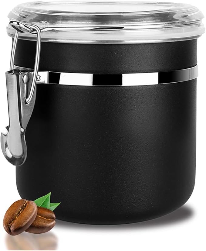 Walktosun Stainless Steel Food Container with Clear Lids Airtight Storage Container Stackable Small Canisters Kitchen Pantry Storage for Cereal, Snacks, Candy, Herbs, Spices, Sugar, Tea (Black)